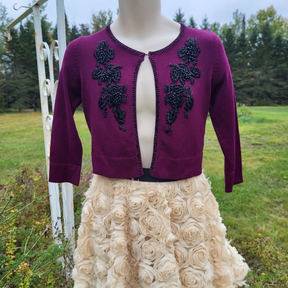 "Pretty in Aubergine" Costa Blanca  Embellished Cardigan